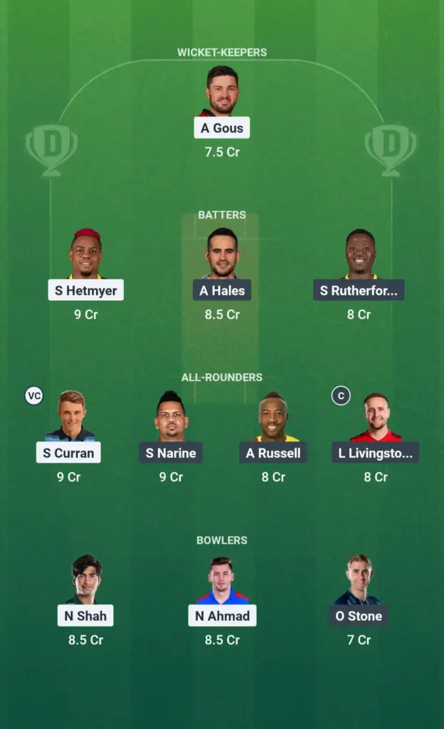 DV vs ADKR Fantasy Team Suggestion 2: