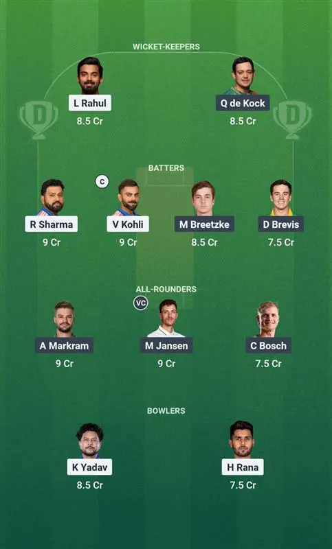 IND vs SA Fantasy Team Suggestion 1