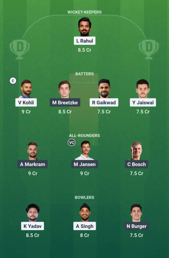 IND vs SA Fantasy Team Suggestion 2