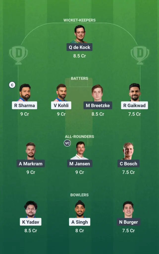 IND vs SA Fantasy Team Suggestion 1